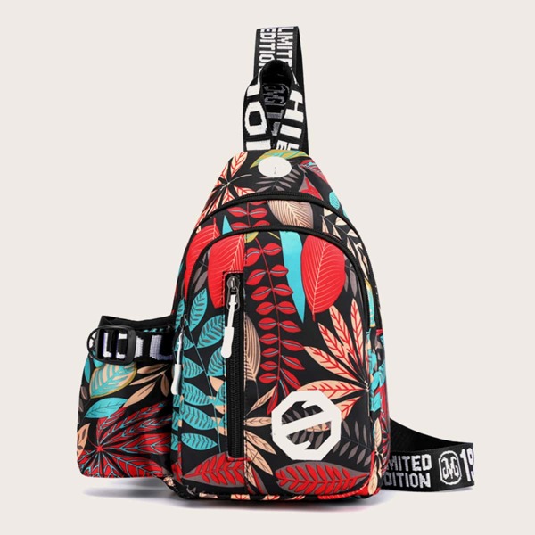 

Leaf Print Sling Bag, Multicolor