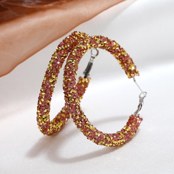 

Rhinestone Decor Hoop Earrings, Multicolor