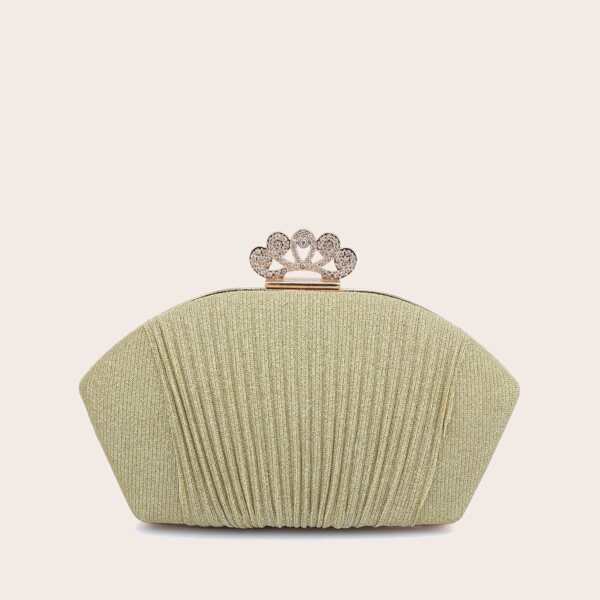 

Rhinestone Decor Clutch Bag, Gold