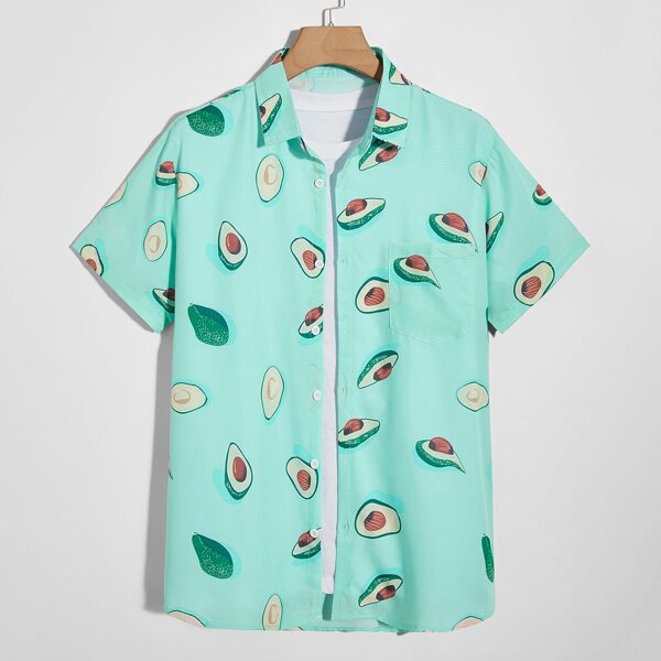 

Men Fruit Print Shirt Without Tee, Mint green