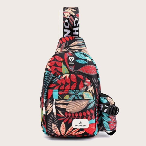 

Leaf Print Sling Bag, Multicolor