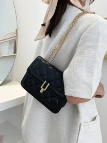 Mini Quilted Flap Chain Shoulder Bag - Black - View 6