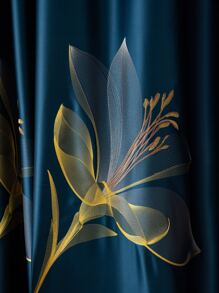 Rèm bảng đơn Lily Print - Màu xanh lam - Xem 2