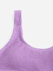 Conjunto de bikini texturizado liso para niña preadolescente en la playa de verano - Morado - Ver 4