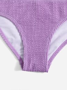 Conjunto de bikini texturizado liso para niña preadolescente en la playa de verano - Morado - Ver 5