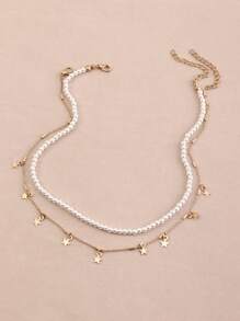 NAIZHU 2 Miếng Ngọc trai giả Đính cườm Dây chuyền - Nhiều màu - Xem 4