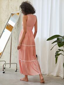 SHEIN Unity 蕾絲邊荷葉邊洋裝 - 珊瑚粉 - 查看 2