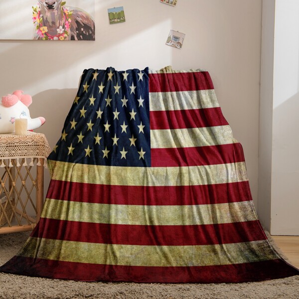 

Flag Print Fleece Throw, Multicolor