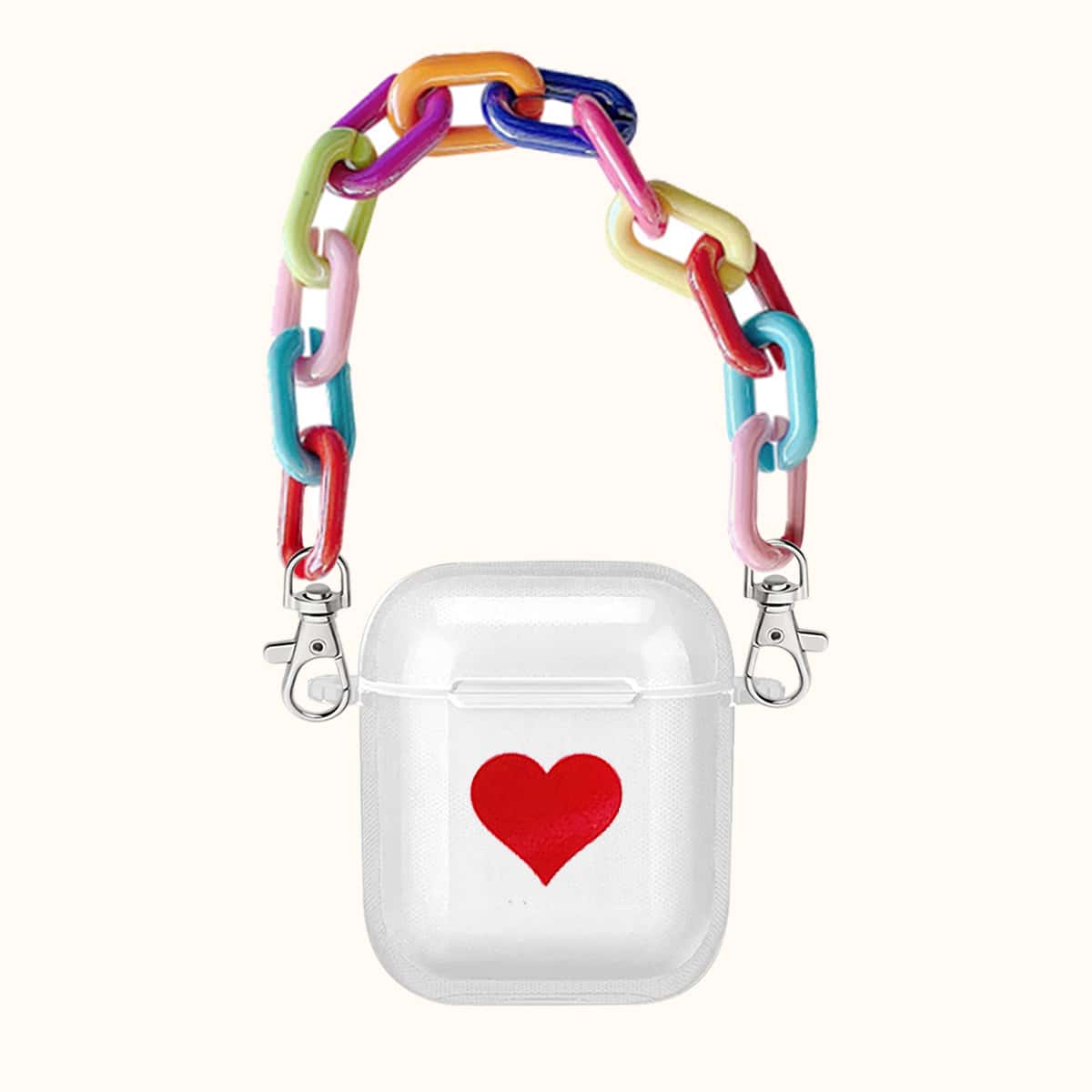 

Heart Earphone Case With Chain, Clear