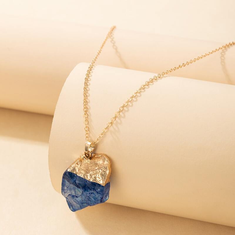 

1pc Crystal Pendant Necklace, Navy blue