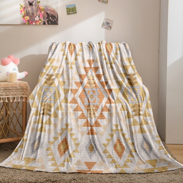 

Плед из флиса с геометрическим узором, Многоцветный