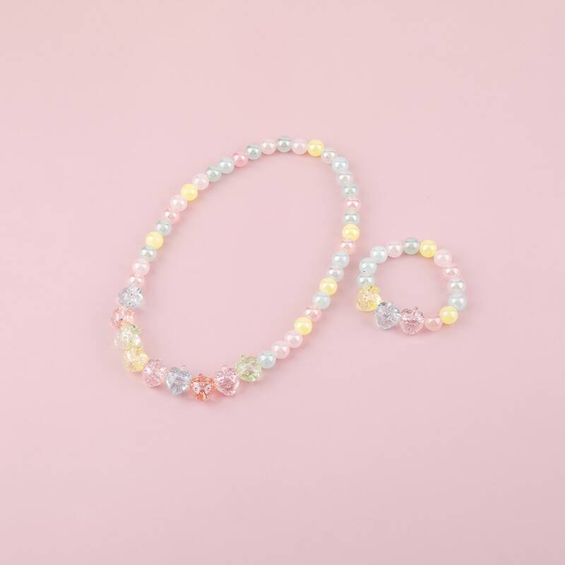 

1pc Strawberry Beaded Necklace & 1pc Bracelet, Multicolor