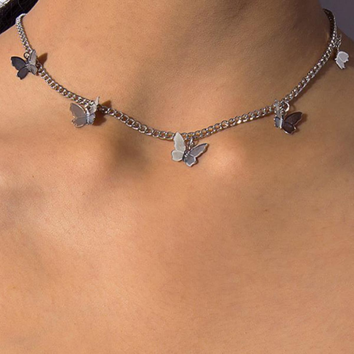 

1pc Butterfly Charm Chain Necklace, Silver