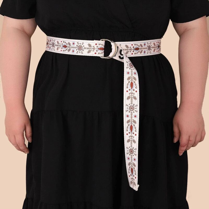 

Plus Size Floral Tape Belt, Beige