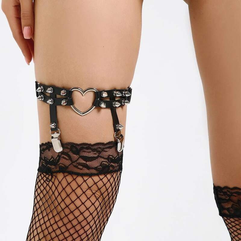 

Spiked Thigh Garter Belt, Black