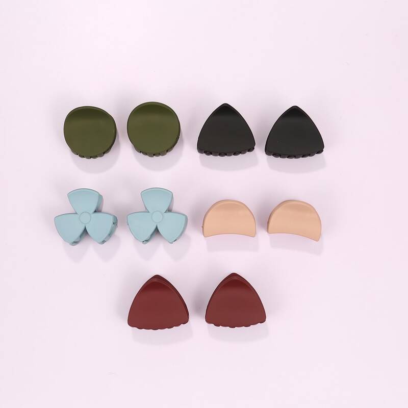 

10pcs Solid Mini Hair Claw, Multicolor