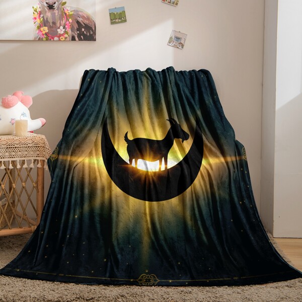 

Moon Print Fleece Throw, Multicolor