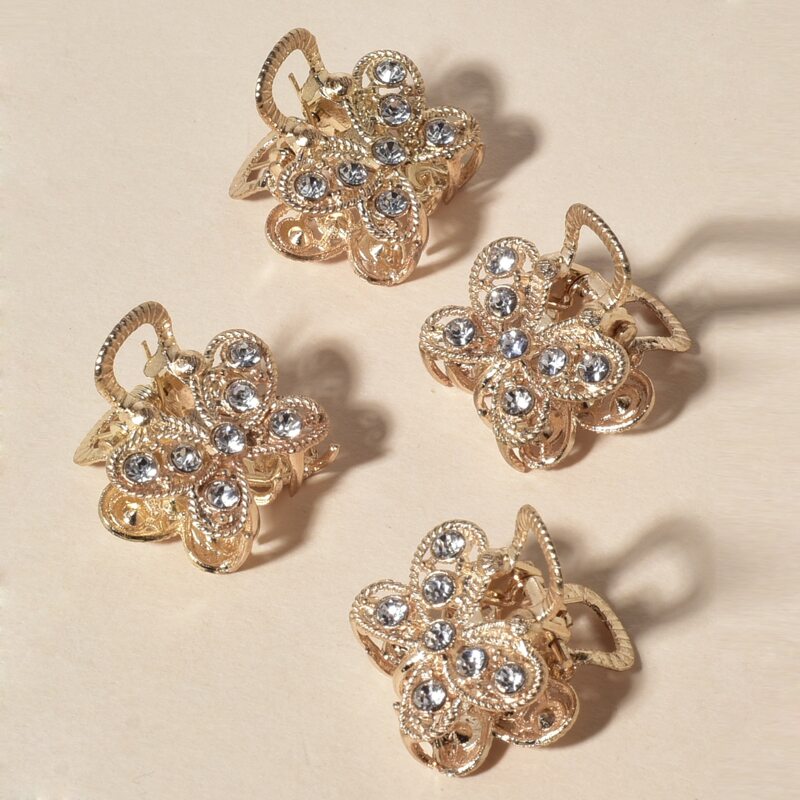 

4pcs Rhinestone Butterfly Hair Claw, Multicolor