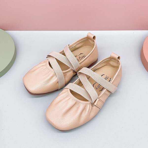 

Toddler Girls Elastic Strap Ruched Flats, Pink