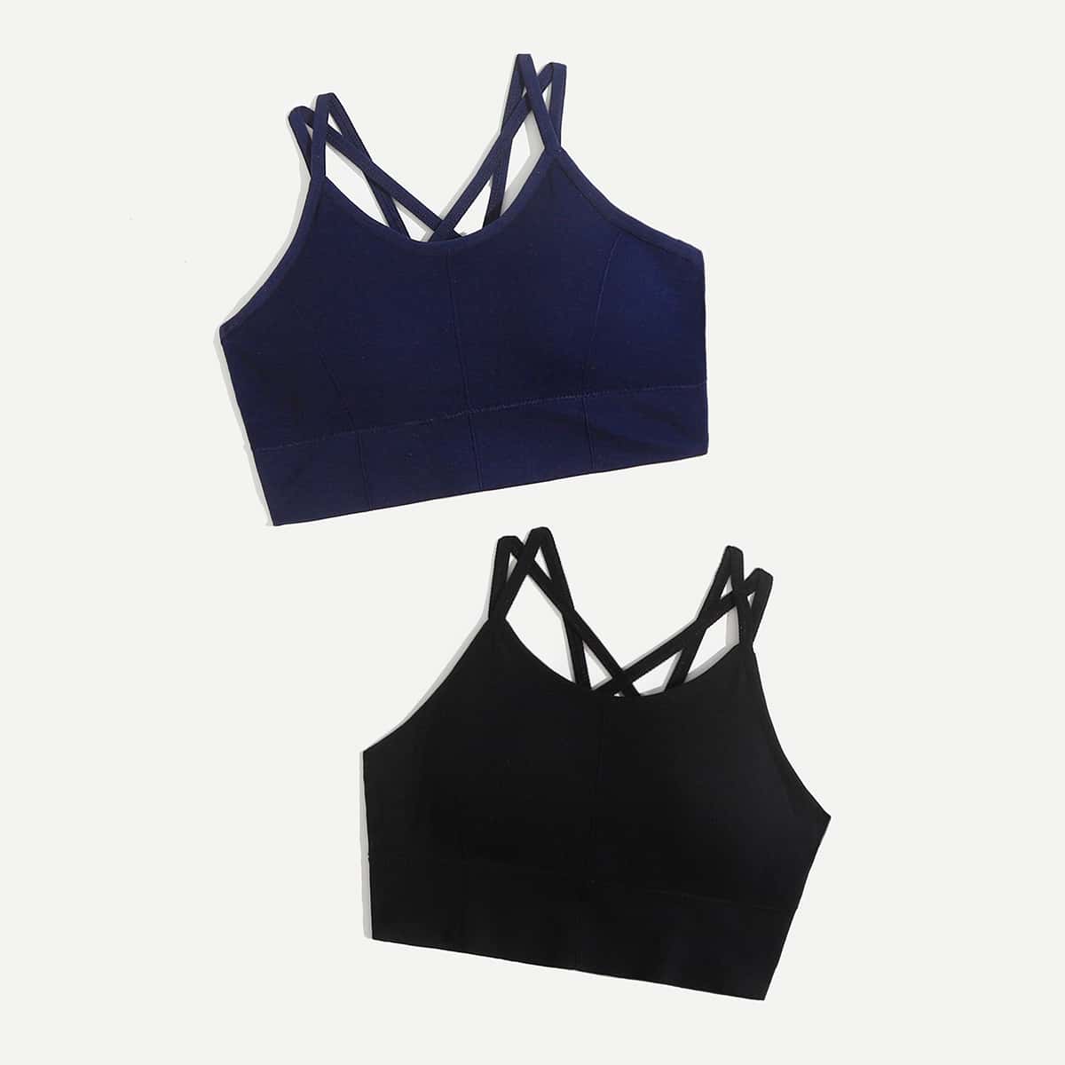 

2pack Criss Cross Bra Set, Multicolor