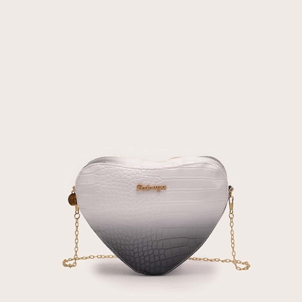 

Ombre Heart Design Chain Bag, Black and white