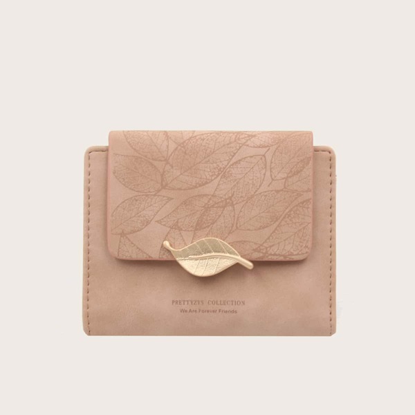 

Leaf Pattern Fold Over Purse, Apricot