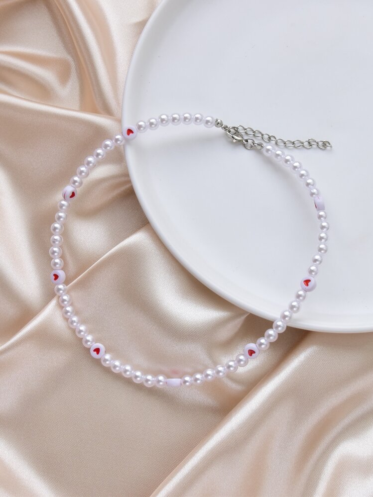 Faux Pearl Beaded Necklace - Multicolor - View 2