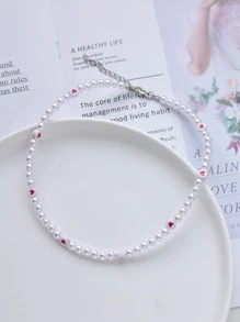 Faux Pearl Beaded Necklace - Multicolor - View 3