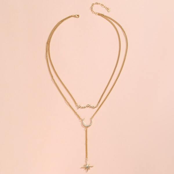 

Star & Moon Decor Layered Necklace, Gold