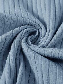 SHEIN EZwear Solid Rib-knit Bodycon Dress - Dusty Blue - View 4
