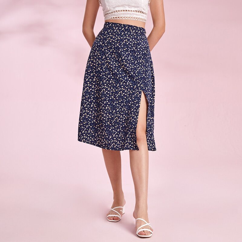 

Ditsy Floral Split Skirt, Multicolor
