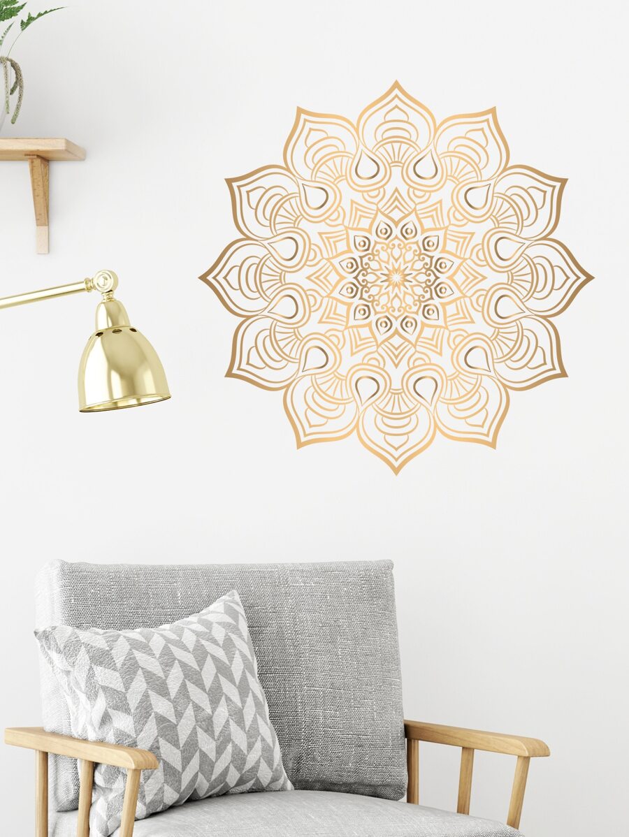 曼陀羅圖案牆貼 - 金色 - 查看 1