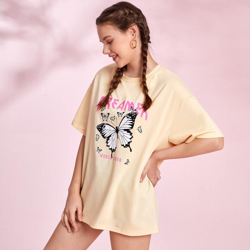 

Letter Butterfly Graphic Tee, Apricot