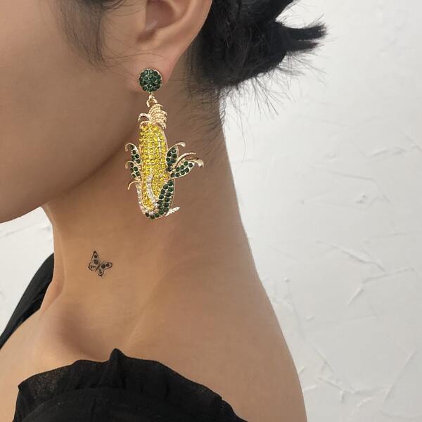 

Rhinestone Corn Earrings, Multicolor