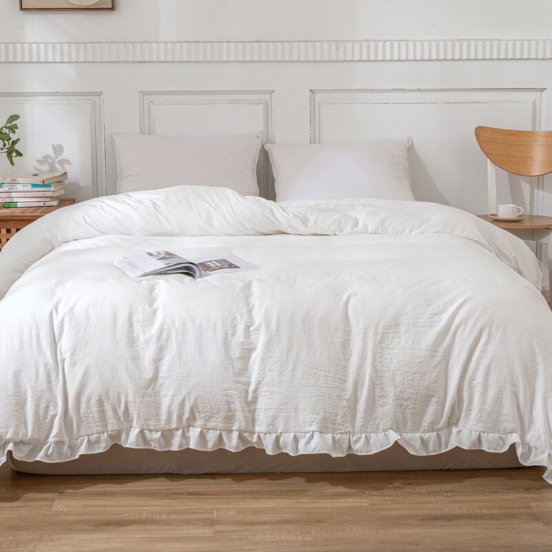 

Plain Ruffle Duvet Cover Without Filler, White