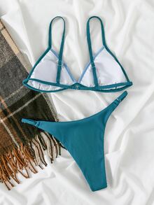 カラーブロック リブ トライアングル ビキニ Tバック - マルチカラー - チェックする 2