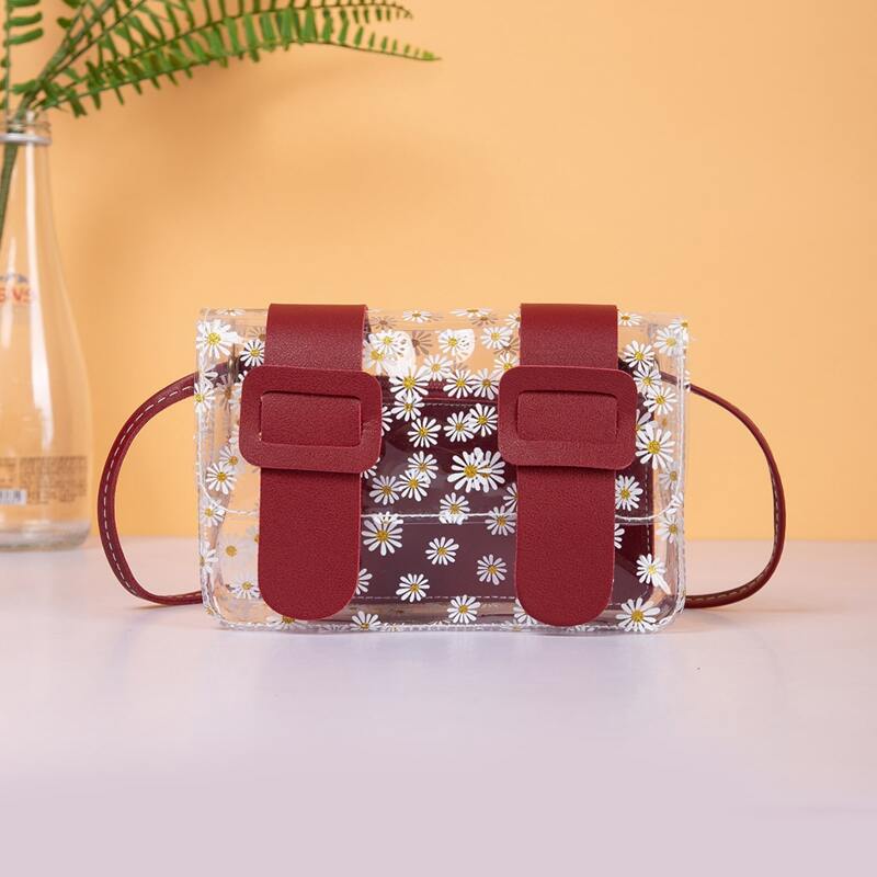 

Daisy Clear Crossbody Bag, Burgundy
