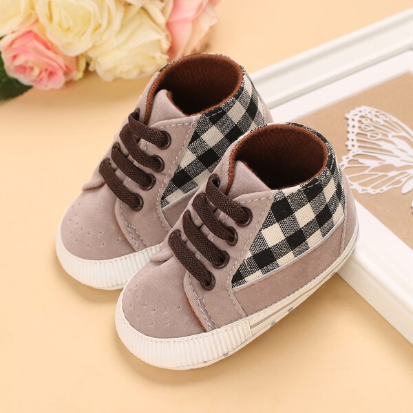 

Baby Boy Gingham Pattern Sneakers, Grey
