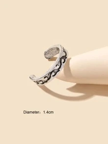 1入組時尚波浪樣式開口戒指 - 復古銀色 - 查看 3