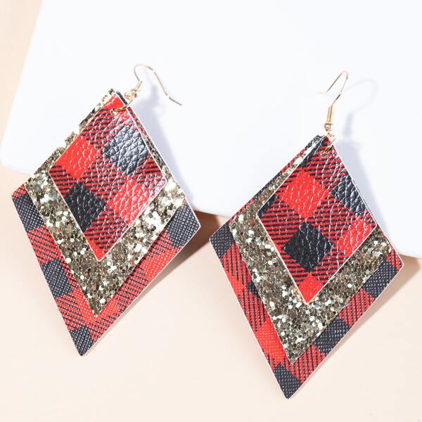 

Sequin Decor Drop Earrings, Red