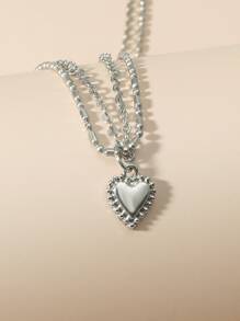 Vòng cổ xếp lớp trái tim quyến rũ - Bạc - Xem 3