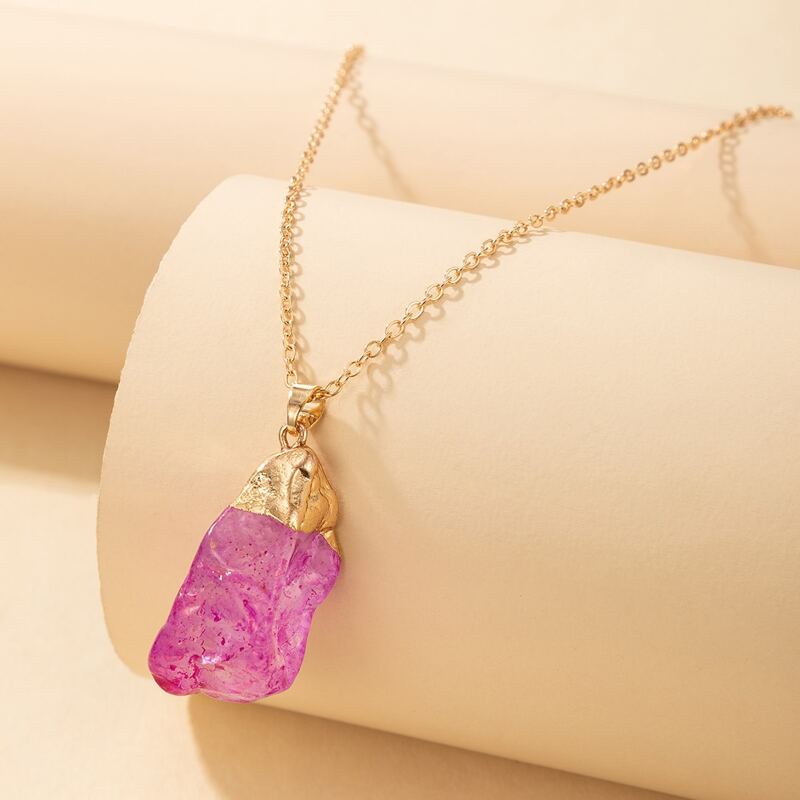 

1pc Crystal Pendant Necklace, Hot pink