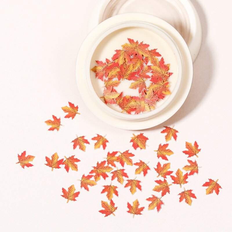 

1box Maple Leaf Nail Art Sticker, Orange