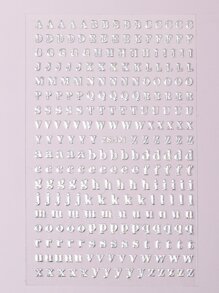 1 miếng dán chữ 3D tự dính, thiết kế chữ cái tiếng Anh khắc laser, trang trí móng tay DIY cho nữ và bé gái. - Bạc - Xem 2