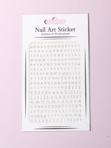 1 miếng dán chữ 3D tự dính, thiết kế chữ cái tiếng Anh khắc laser, trang trí móng tay DIY cho nữ và bé gái. - Bạc - Xem 3