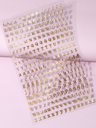 1片3D字母美甲贴纸，自粘式设计师激光切割英文字母美甲装饰DIY，适合女性和女孩