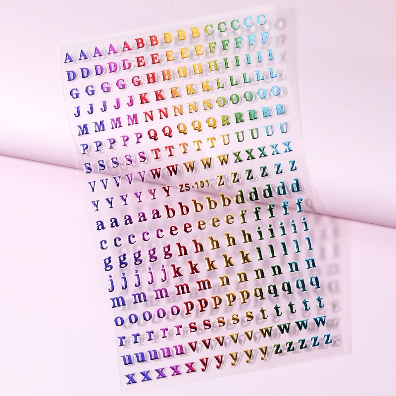 

1sheet Letter Graphic Laser Nail Art Sticker, Olive green