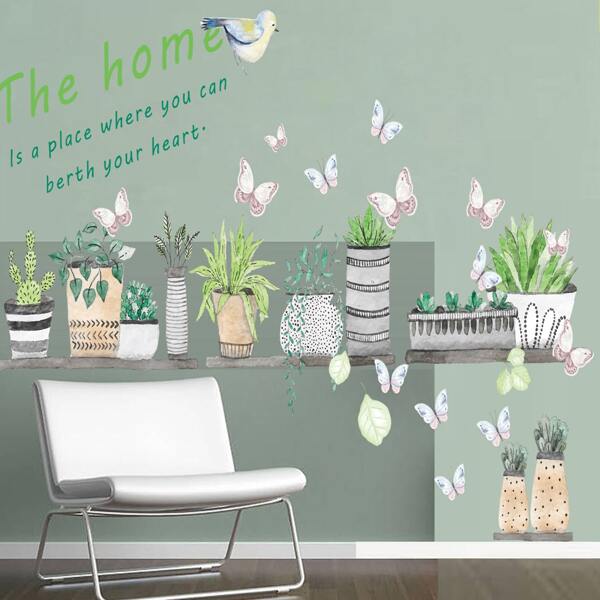 

Potted Plants Pattern Wall Sticker, Multicolor