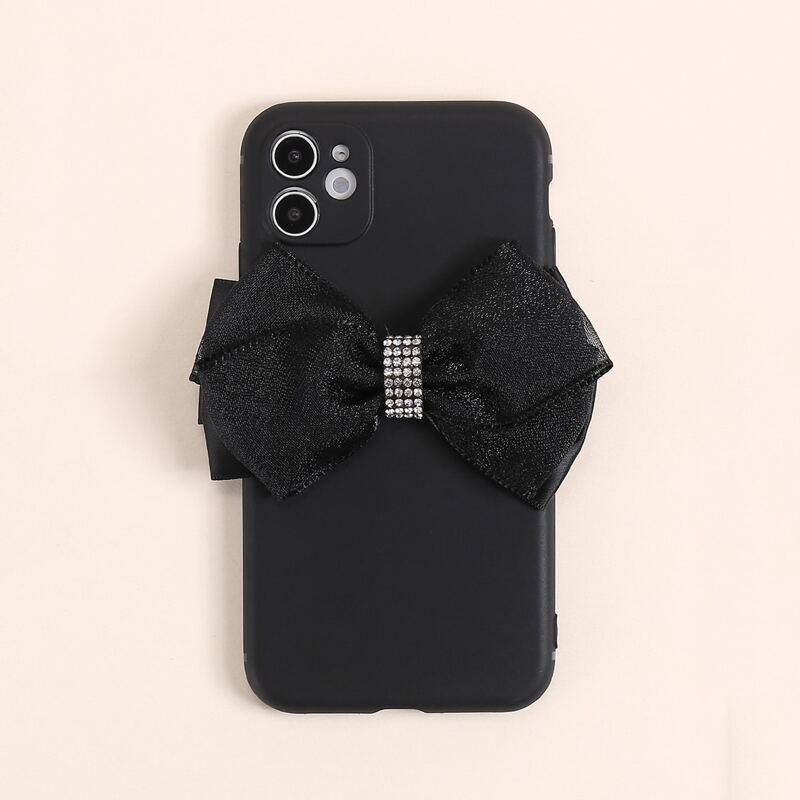 

Rhinestone Bow Phone Case, Black