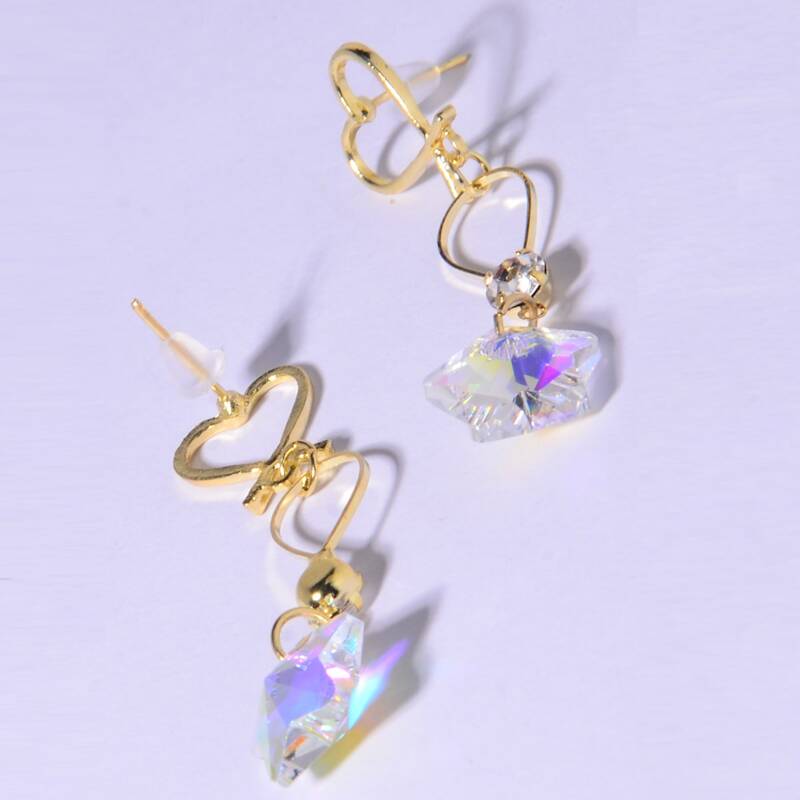 

2pairs Rhinestone Star Drop Earrings, Multicolor